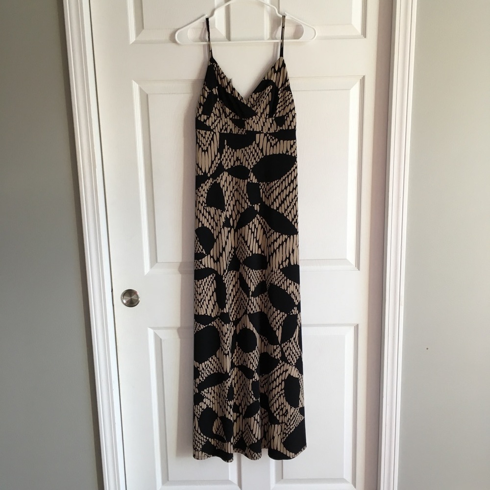 ANN TAYLOR long dress /‎ black & tan / Size XS